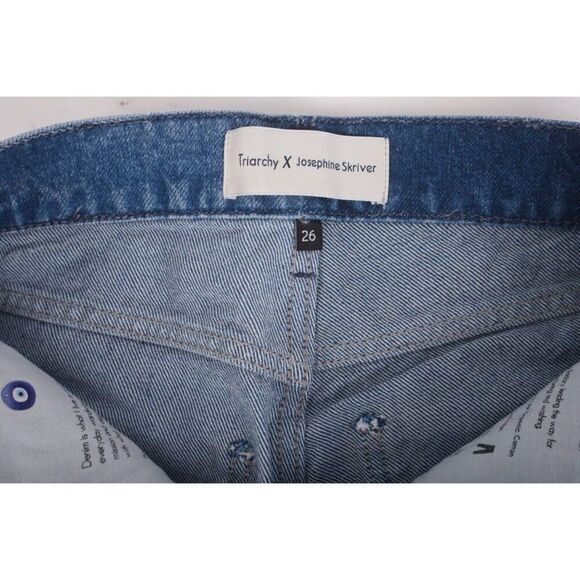 Triarchy Josephine Two Tone Denim Jean Shorts Indigo Small S EU 26 JSXT002 New - Picture 8 of 8